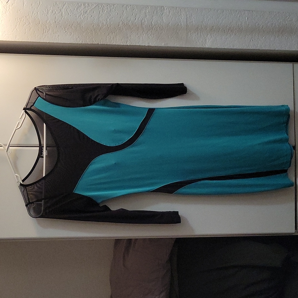 FOH Black mesh/Turquoise Dress
